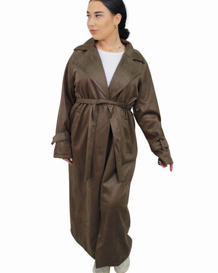 TRENCHCOAT LONG SUEDE | DARK TAUPE