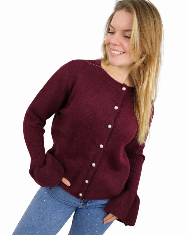 (PRE-ORDER WEEK 48) SOFT PEARL CARDIGAN | AUBERGINE