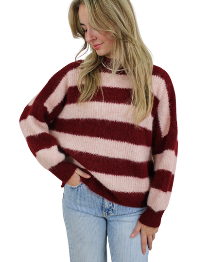 KADY SOFT STRIPED KNIT | RED/BABYPINK