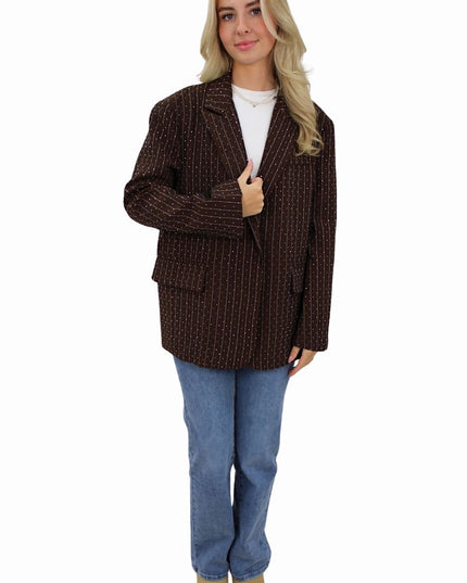 IVIVI GLITTER BLAZER | BROWN