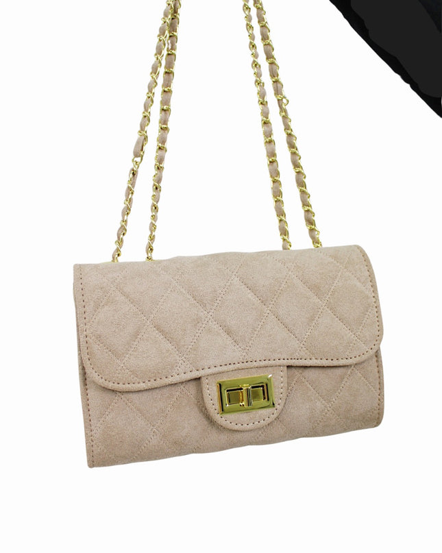 SUEDE LOOK A LIKE BAG | BEIGE