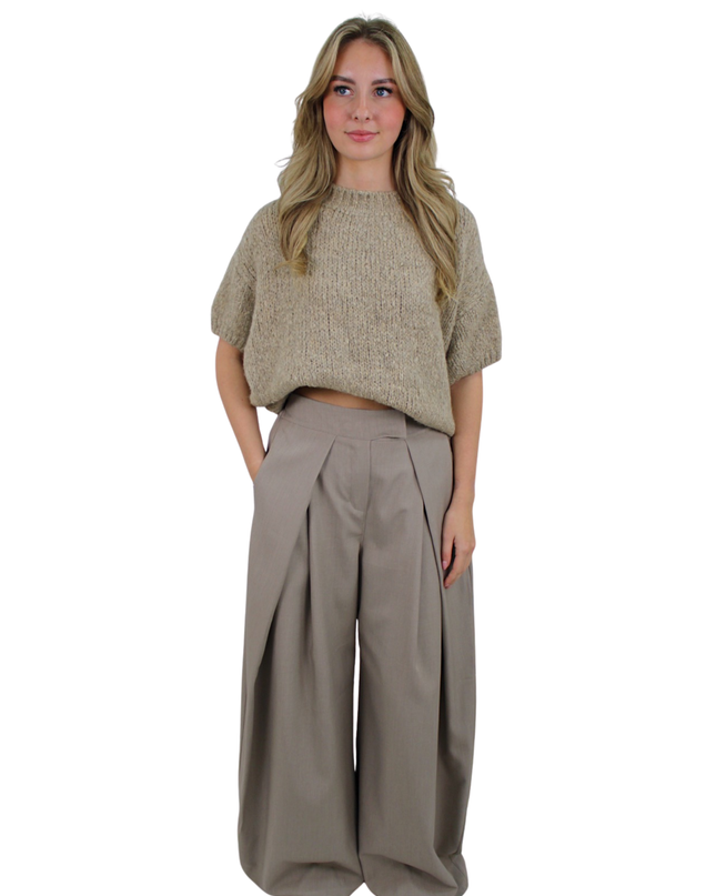 LIVIA WIDE LEG PANTALON | TAUPE