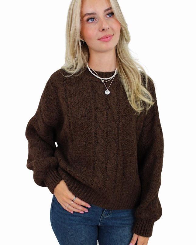 CABLE COMFY KNIT | BROWN