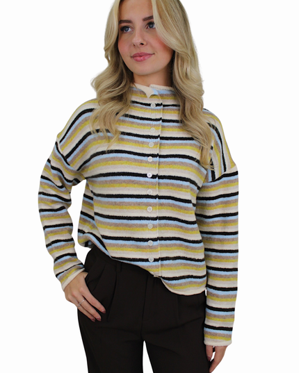 MABLE SOFT STRIPED CARDIGAN | BLUE/GREEN