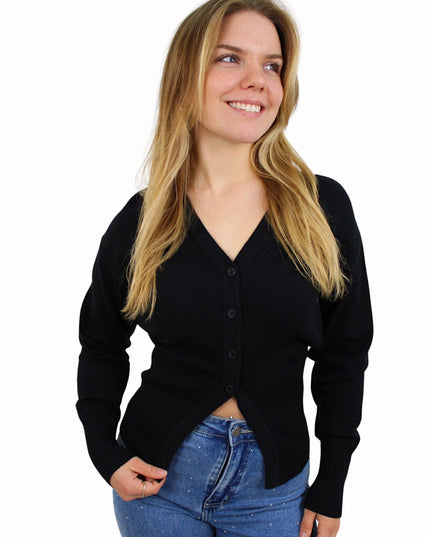SOFT SPLIT CARDIGAN | BLACK
