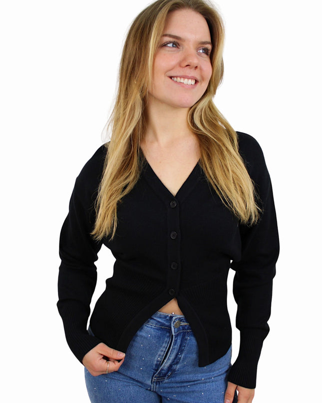 SOFT SPLIT CARDIGAN | BLACK