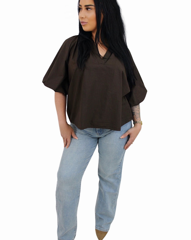 BASIC POF BLOUSE | CHOCO