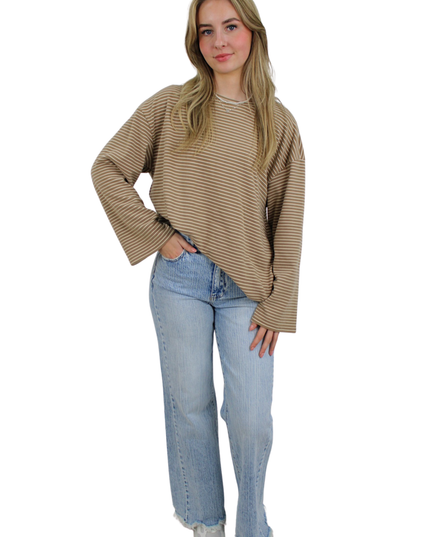 FLAIR STRIPED T-SHIRT | BEIGE