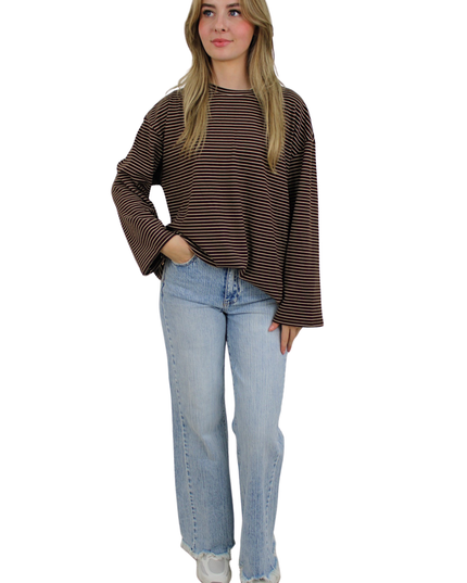 FLAIR STRIPED T-SHIRT | BROWN