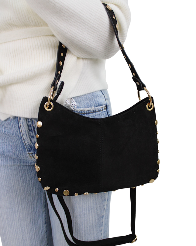 SUEDE STUDS BAG | BLACK