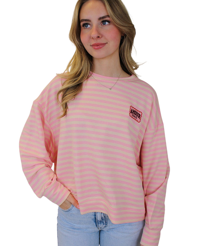 AMOUR STRIPED SWEATER | BABY PINK