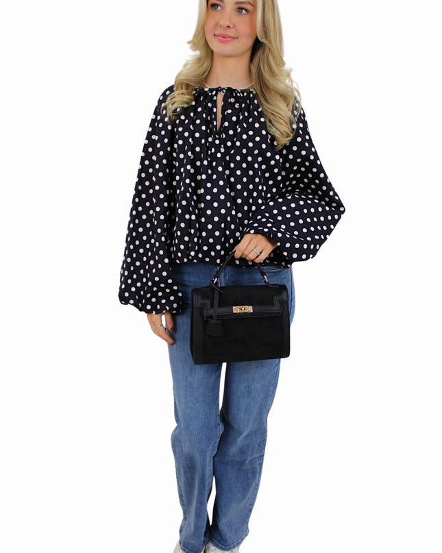 ABBY POLKA DOTS BLOUSE | BLACK