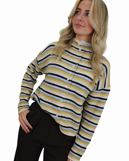 MABLE SOFT STRIPED CARDIGAN | BLUE/GREEN