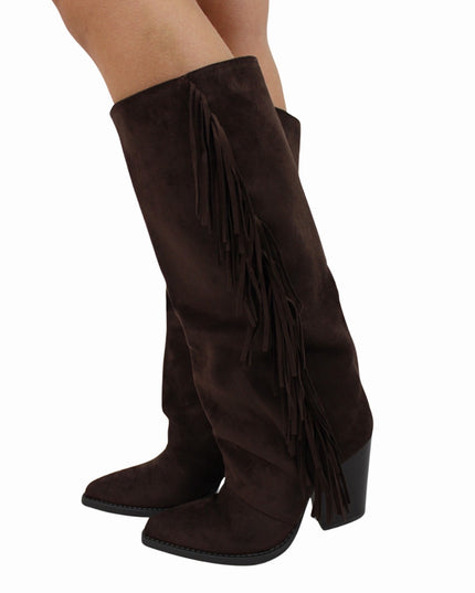 SUEDE FRANJE COWBOYBOOTS | BROWN
