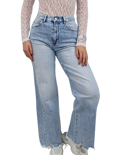 QUEEN HEARTS STRIPED WIDE LEG JEANS | W3720