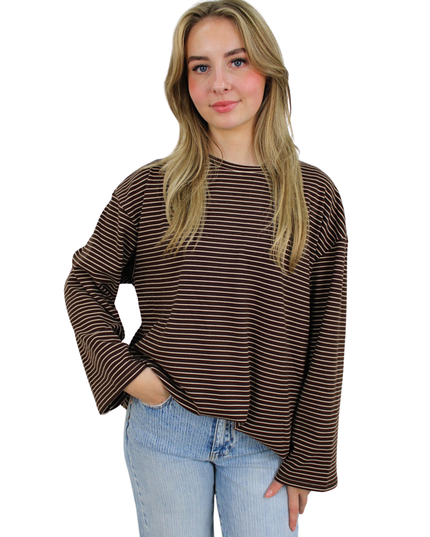 FLAIR STRIPED T-SHIRT | BROWN