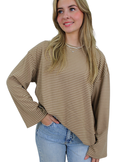 FLAIR STRIPED T-SHIRT | BEIGE