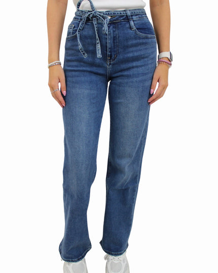 LAULIA BELT WIDE LEG JEANS | BLUE