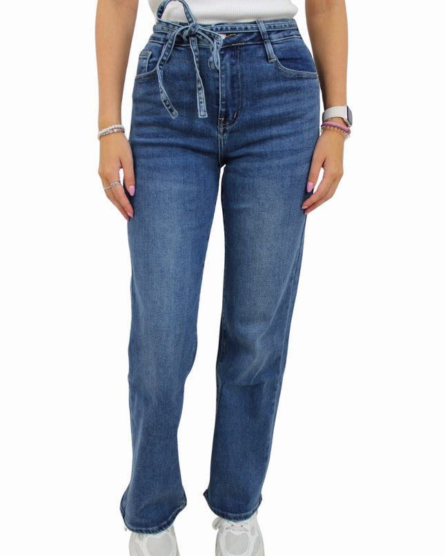 LAULIA BELT WIDE LEG JEANS | BLUE
