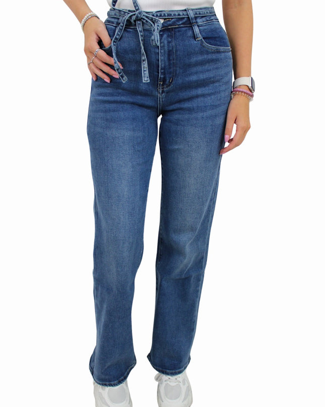 LAULIA BELT WIDE LEG JEANS | BLUE