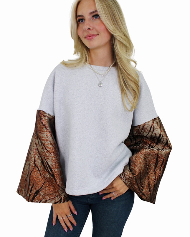 FLOWER FLAIR KNIT | GREY/BROWN