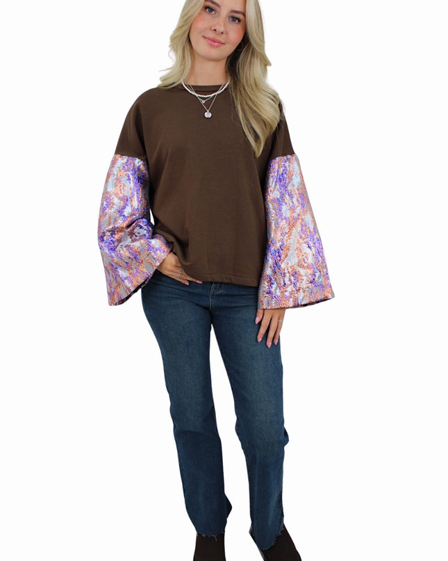 FLOWER FLAIR KNIT | BROWN/PURPLE