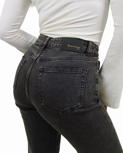 QUEEN HEARTS TALL WIDE LEG JEANS W3636-6 | VINTED BLACK