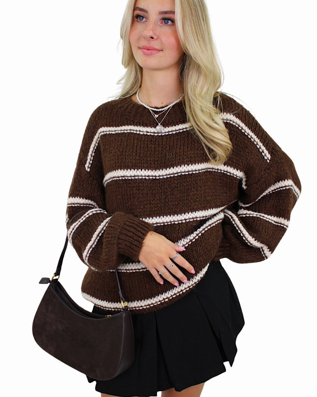 STRIPED COMFY KNIT | BROWN