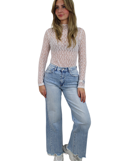 QUEEN HEARTS STRIPED WIDE LEG JEANS | W3720
