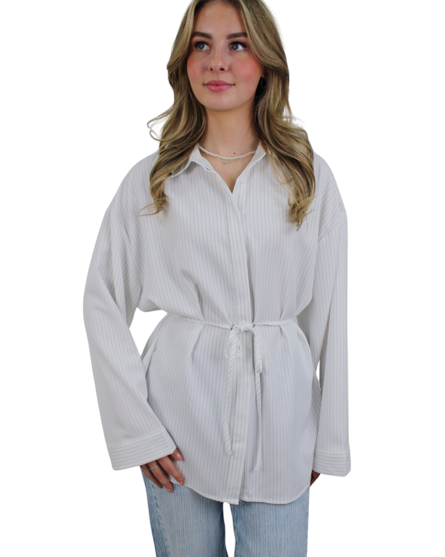 LILY BELT BLOUSE | WHITE