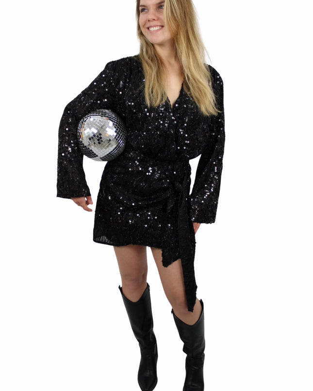 IVIVI GLITTER DRESS | BLACK