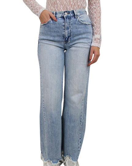 QUEEN HEARTS STRIPED WIDE LEG JEANS | W3720