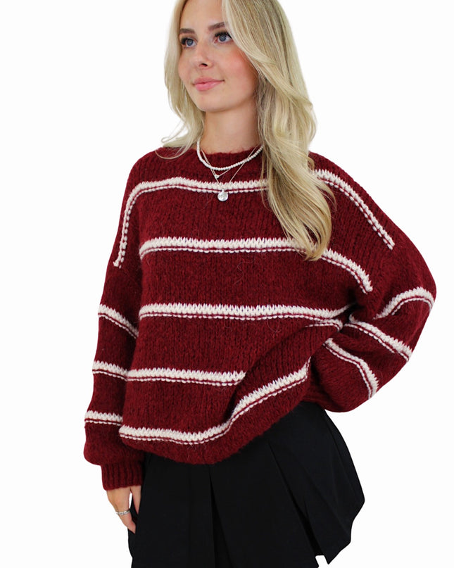STRIPED COMFY KNIT | BORDEAUX