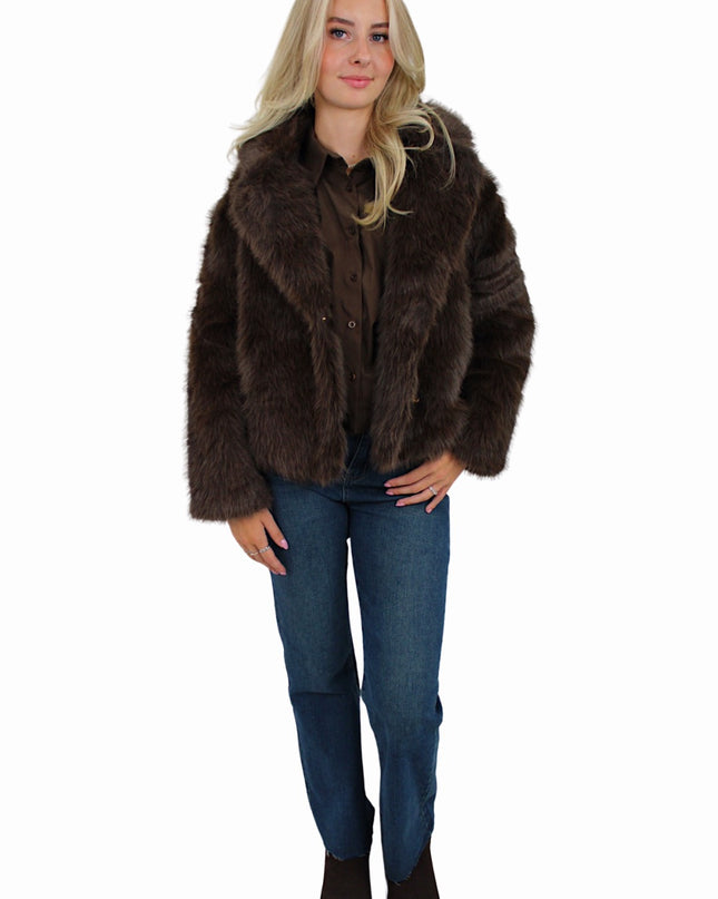 FAUX FUR COAT | BROWN