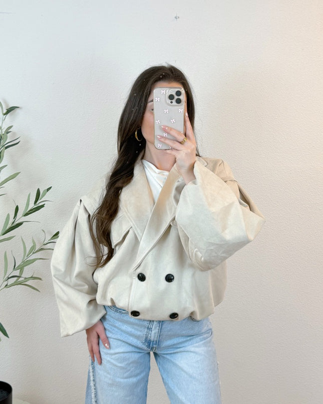 SUEDE BOMBER JACKET | BEIGE