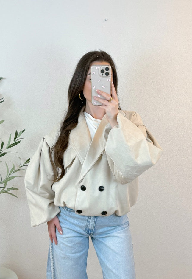 SUEDE BOMBER JACKET | BEIGE