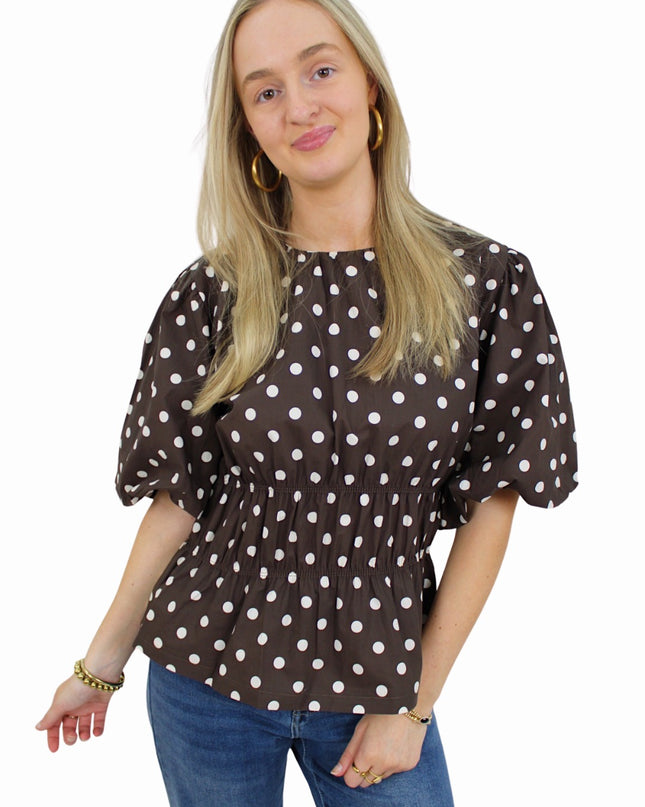 POLKA DOTS TOP | BROWN