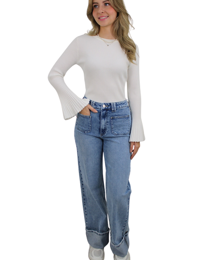 QUEEN HEARTS POCKET JEANS W3802 | BLUE