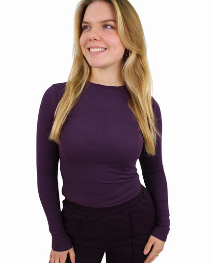 BY SWAN BASIC LONG SLEEVE TOP | AUBERGINE
