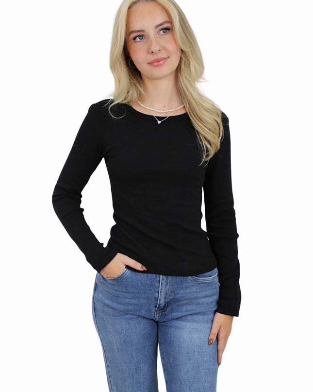 BASIC LONG SLEEVE TOP | BLACK