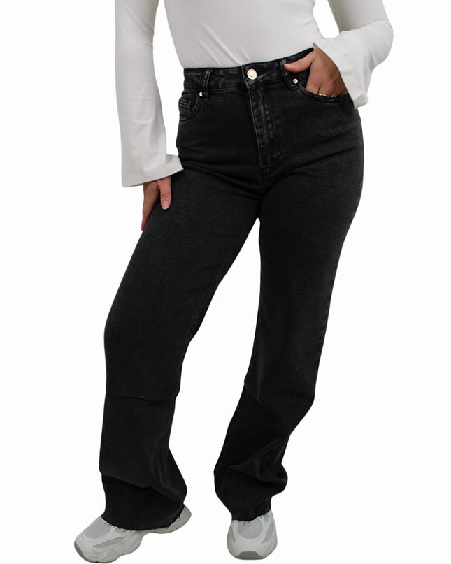 QUEEN HEARTS TALL WIDE LEG JEANS W3636-6 | VINTED BLACK