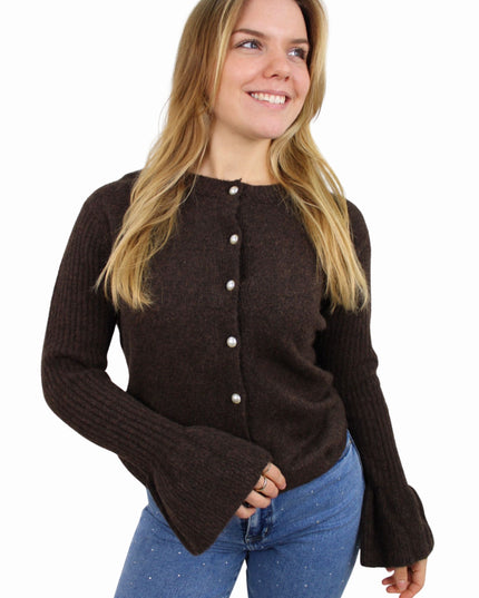 SOFT PEARL CARDIGAN | BROWN