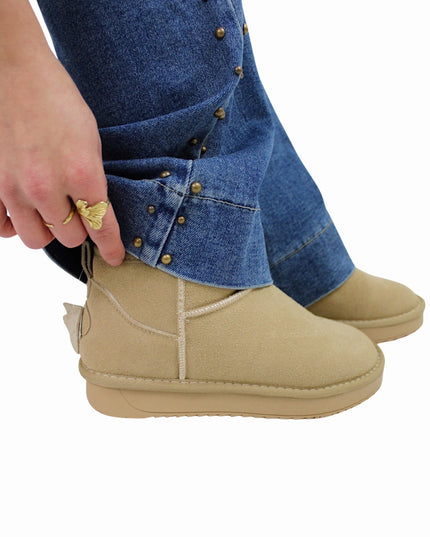 MINI LEATHER COSY BOOTS | BEIGE