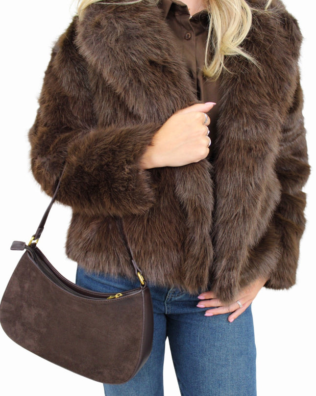 FAUX FUR COAT | BROWN