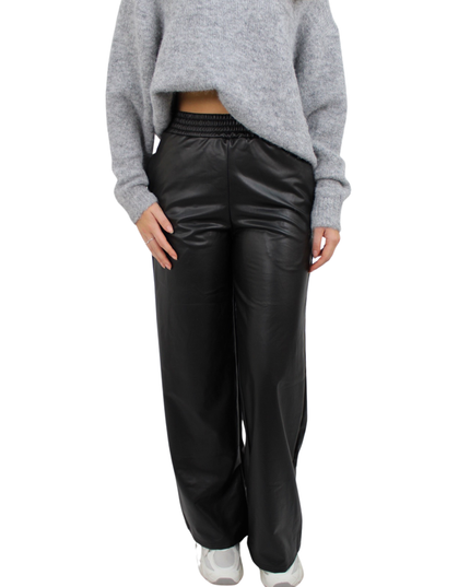 BY SWAN LEATHER LOOK PANTS | BLACK