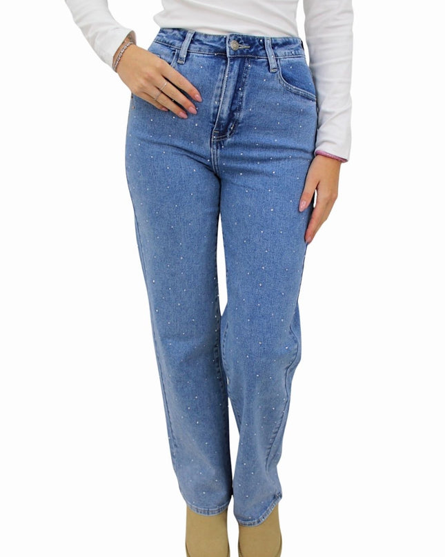 REDIAL GLITTER STRAIGHT LEG JEANS RD9100-1 | BLUE