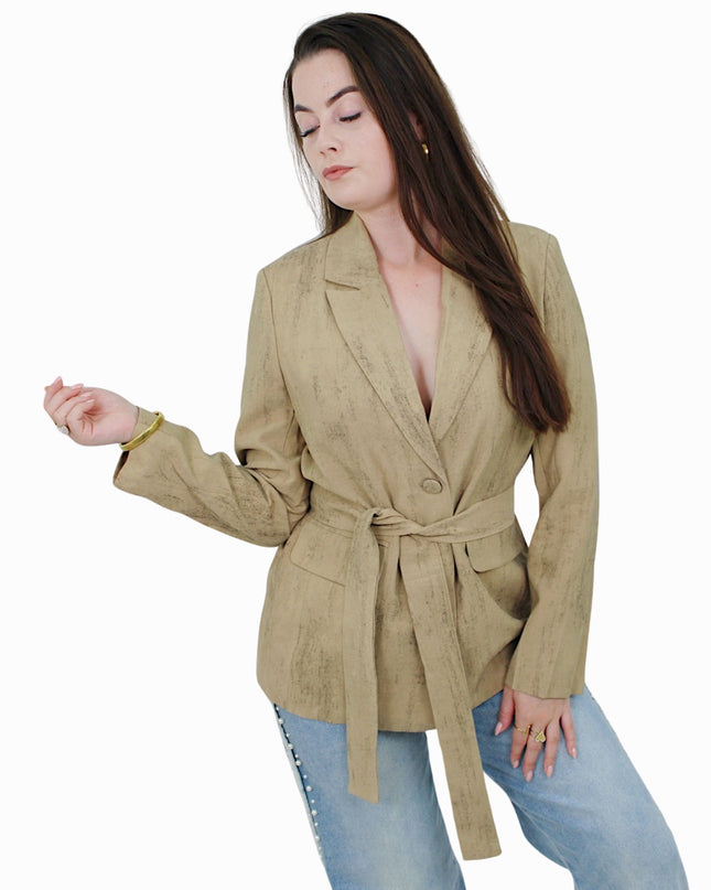 CLASSY BELT BLAZER | BROWN