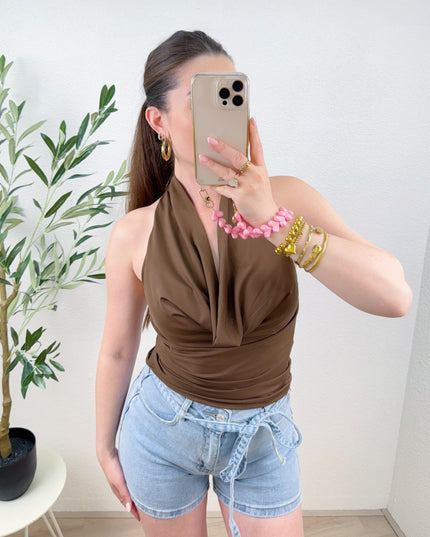 BASIC HALTER TOP | CHOCO