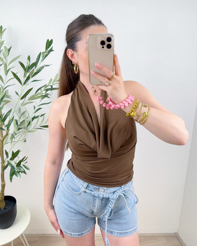 BASIC HALTER TOP | CHOCO