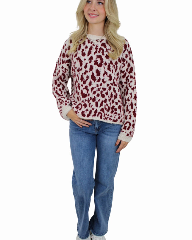 LEOPARD COMFY KNIT | BORDEAUX